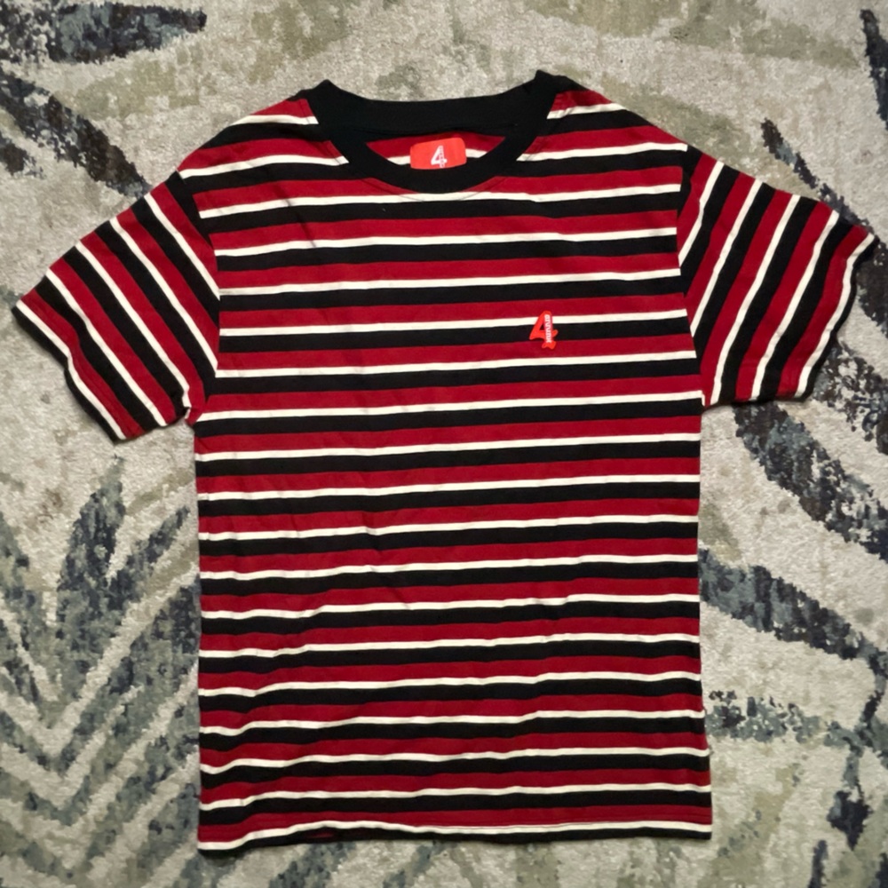 4Hunnid Red & Black Striped T-Shirt Size M